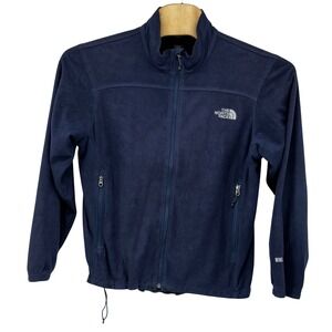 The North Face Mens Fleece Jacket Full Zip Navy Blue w/White Hit  LG Regular Fit